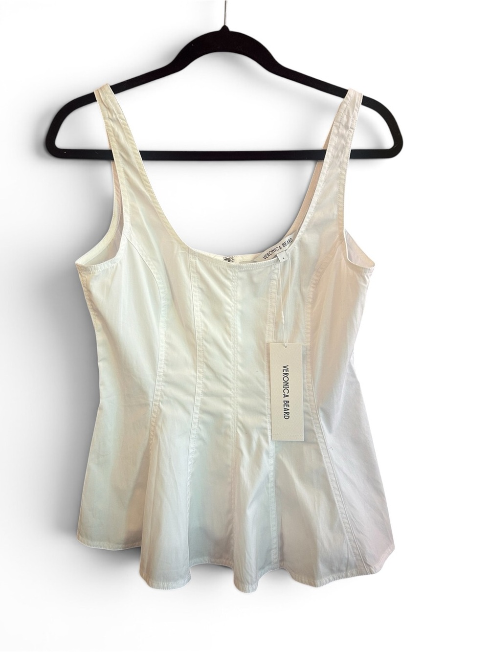 Veronica Beard NWT Charle Top White Peplum Tank Size 6 - Picture 3 of 7